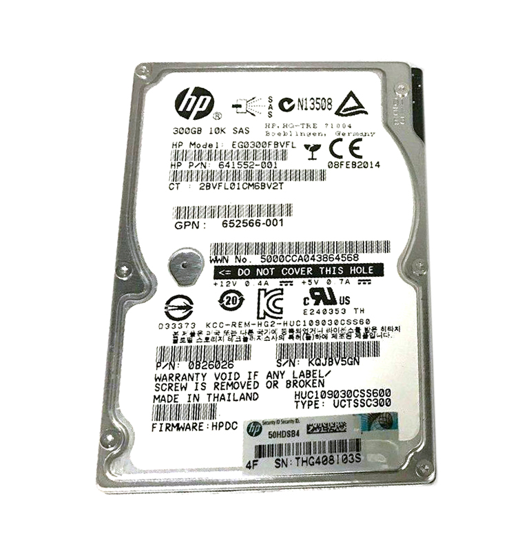 652566-001 - HP 300GB 10000RPM SAS 6Gb/s Hot-Pluggable 