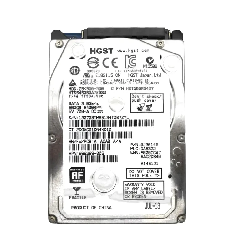 666288-002 - HP 500GB 5400RPM SATA 3Gb/s 8MB Cache 2.5-inch Hard Drive