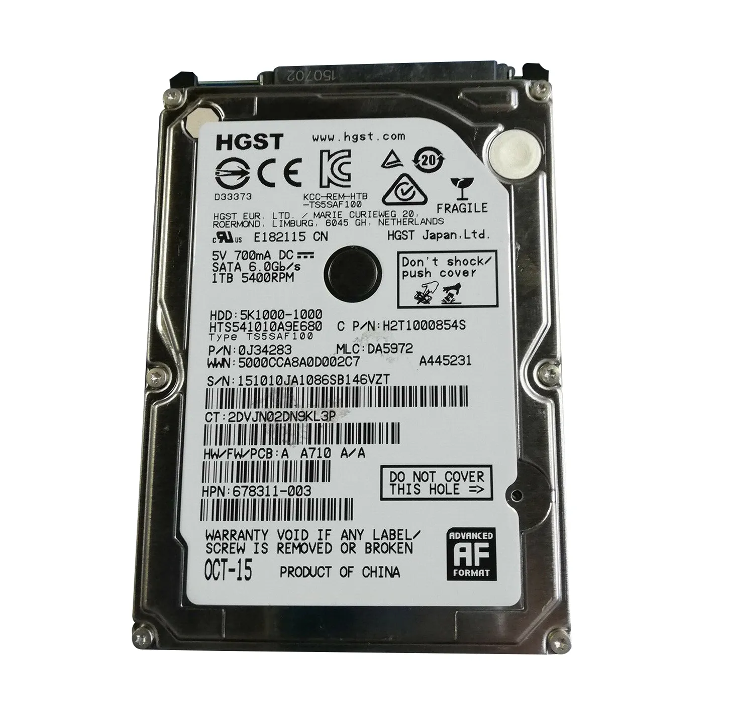 678311-003 - HP 1TB 5400RPM SATA 6Gb/s NHP 8MB Cache 2.5