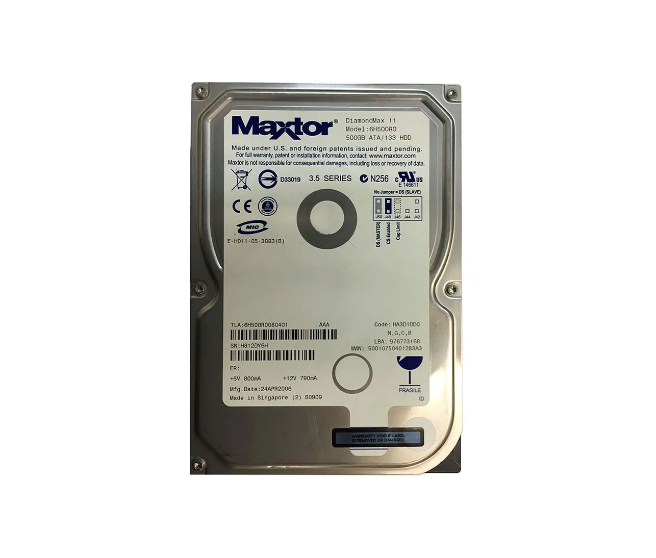 6H500R0080401 - Maxtor DiamondMax 11 500GB 7200RPM ATA-133 16MB Cache…
