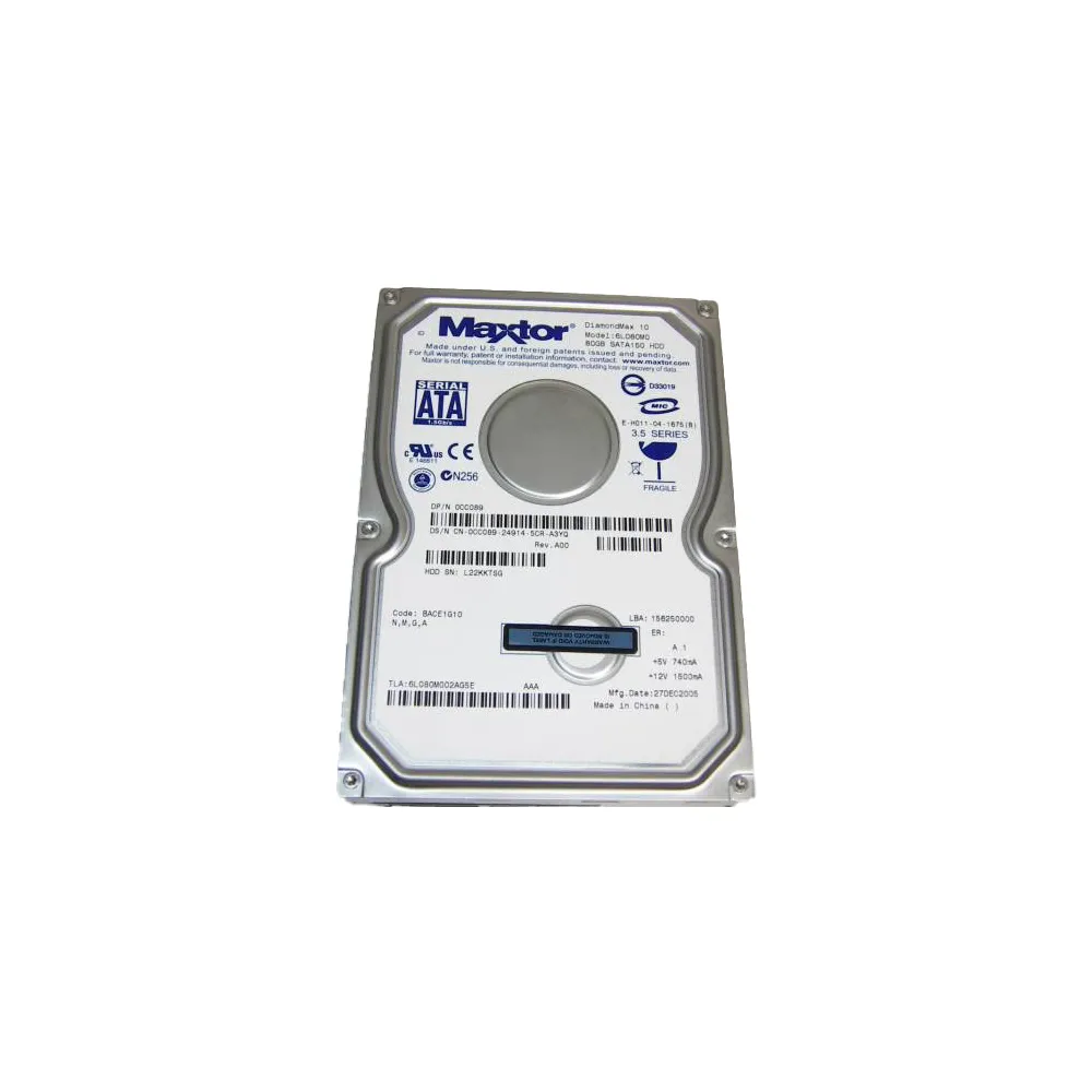 6L080M0 Maxtor DiamondMax 10 80GB 7200RPM SATA 1.5Gb/s 8MB Cache 3.5-…