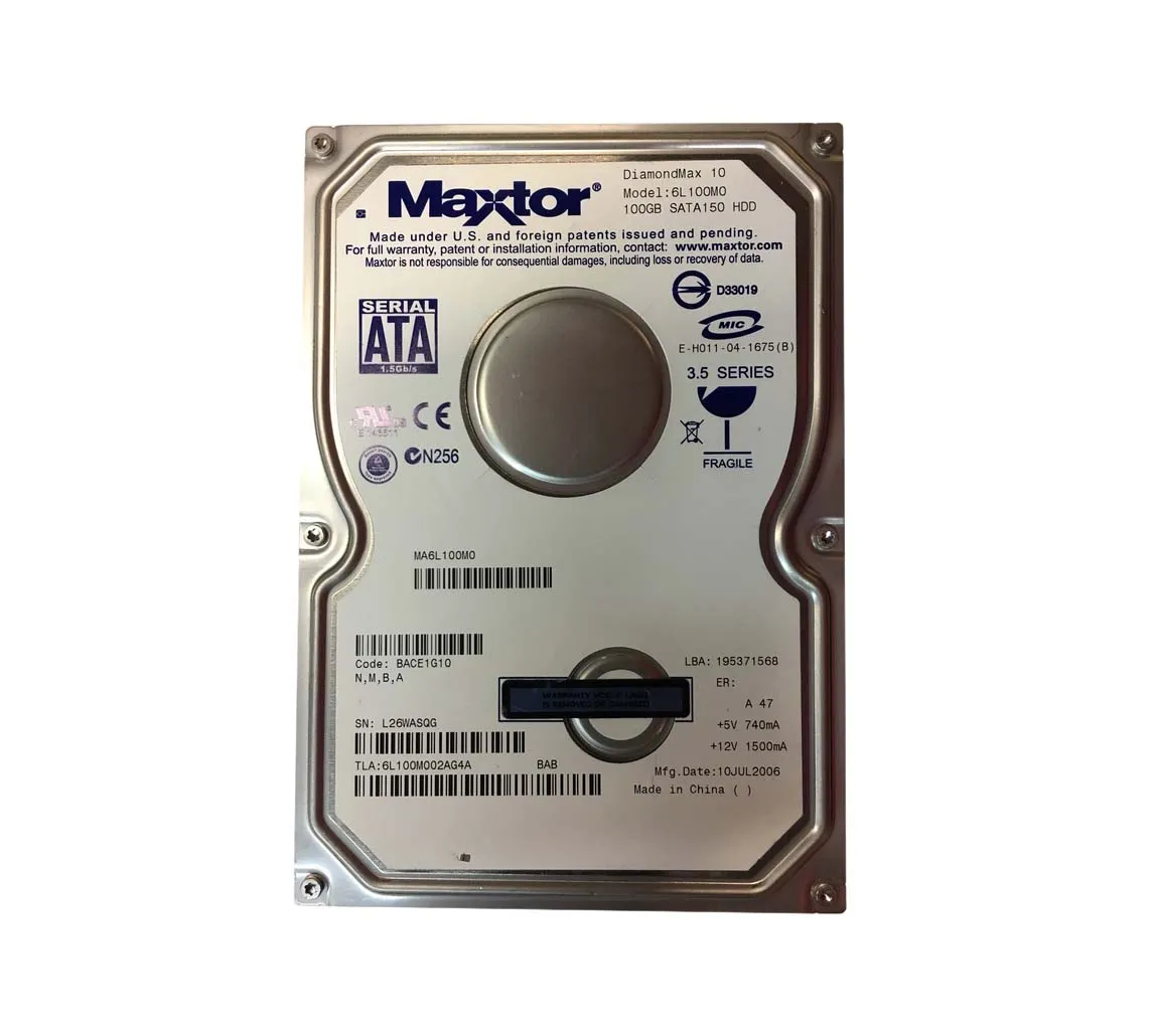 6L100M002AG4A - Maxtor DiamondMax 10 100GB 7200RPM SATA 1.5Gb/s 8MB C…