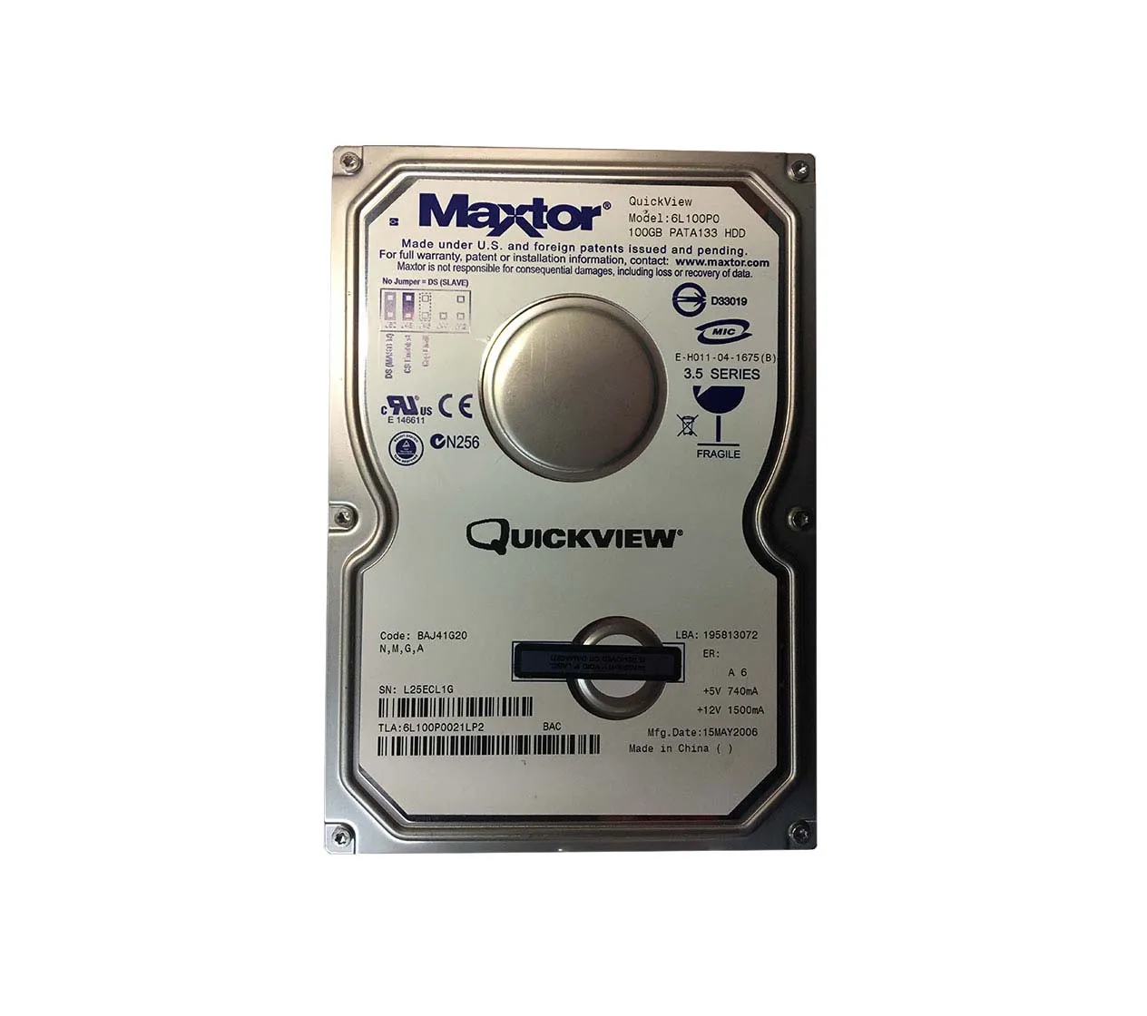 6L100P0021LP2 - Maxtor DiamondMax 10 100GB 7200RPM ATA-133 8MB Cache …