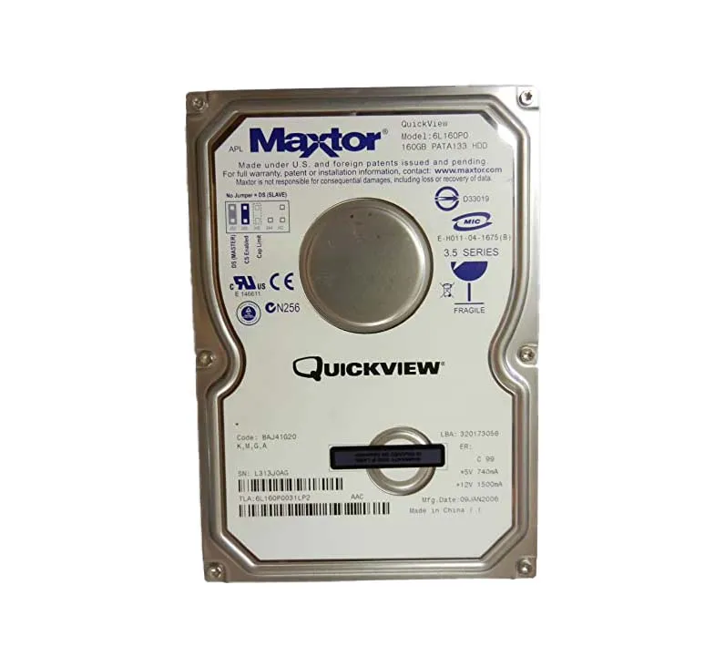 6L160P0-031LP2 - Maxtor DiamondMax 10 160GB 7200RPM ATA-133 8MB Cache…