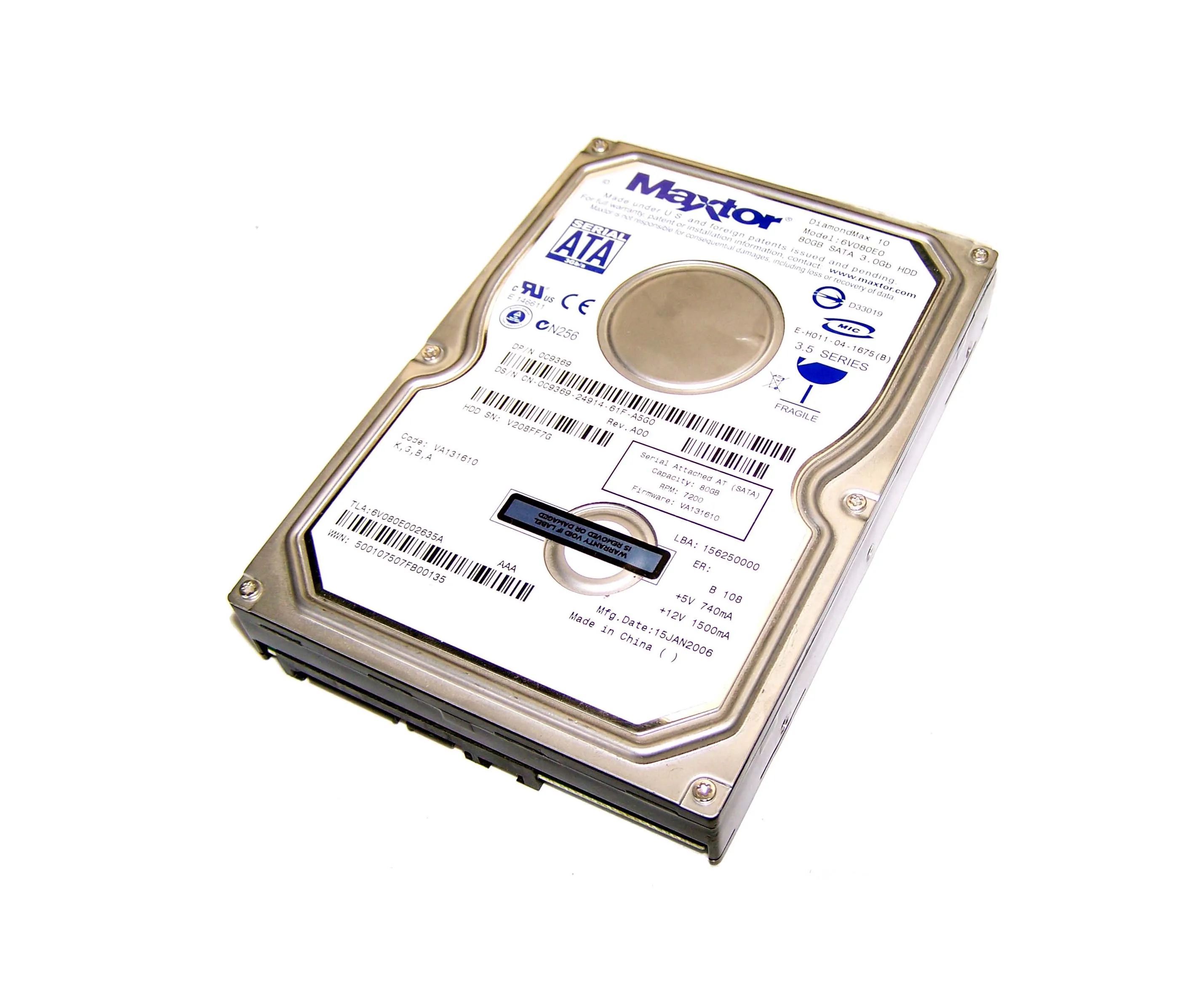 6V080E0 - Maxtor 80GB 7200RPM 8MB Cache 3.5-inch SATA Diamondmax 10 H…