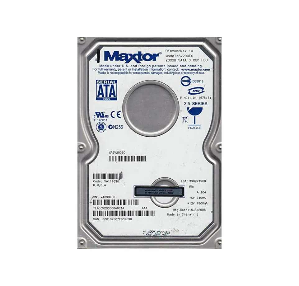 6V200E0 - Maxtor 200GB 7200RPM SATA 3Gb/s 3.5-inch Hard Drive