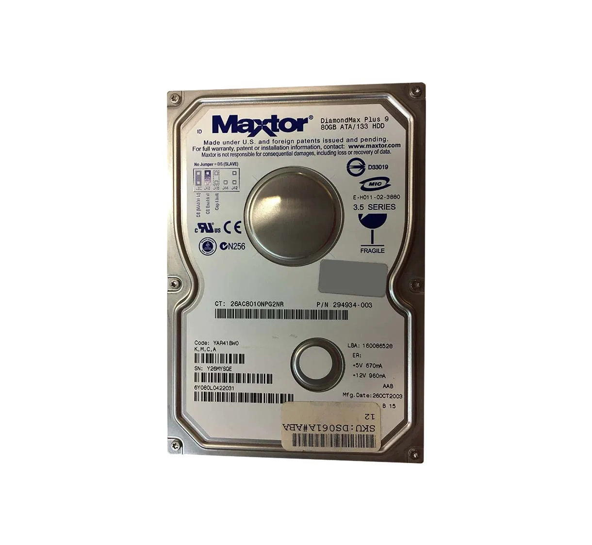 6Y080L0422031 - Maxtor DiamondMax Plus 9 80GB 7200RPM ATA-133 2MB Cac…