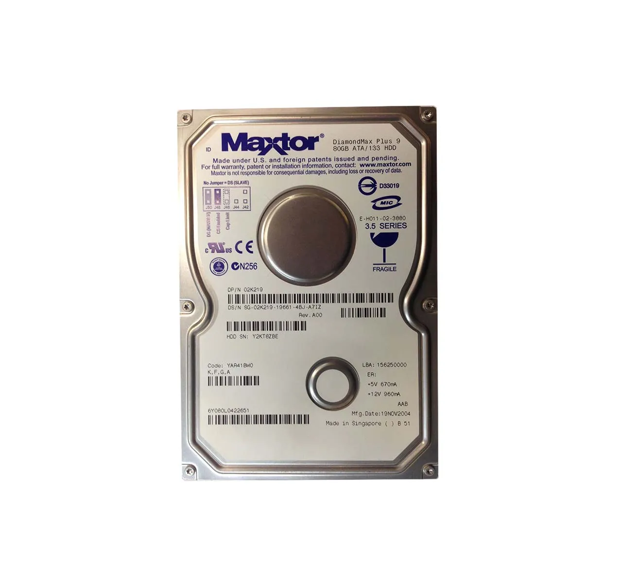 6Y080L0422651 - Maxtor DiamondMax Plus 9 80GB 7200RPM ATA-133 2MB Cac…