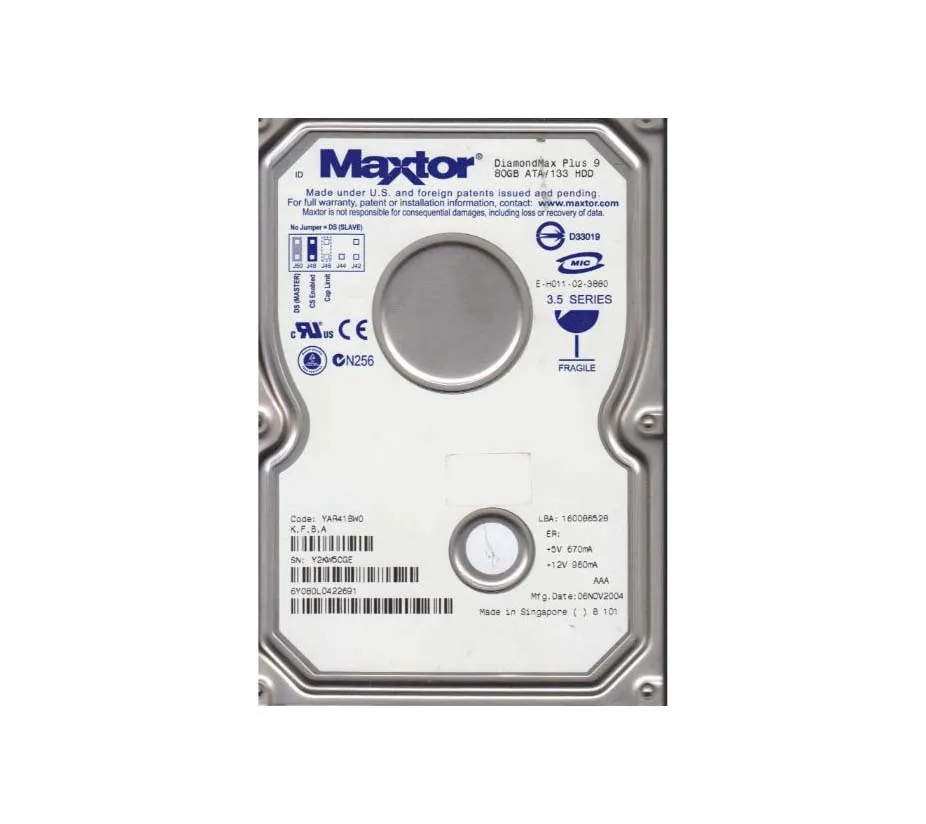 6Y080L0422691 - Maxtor DiamondMax Plus 9 80GB 7200RPM ATA-133 2MB Cac…
