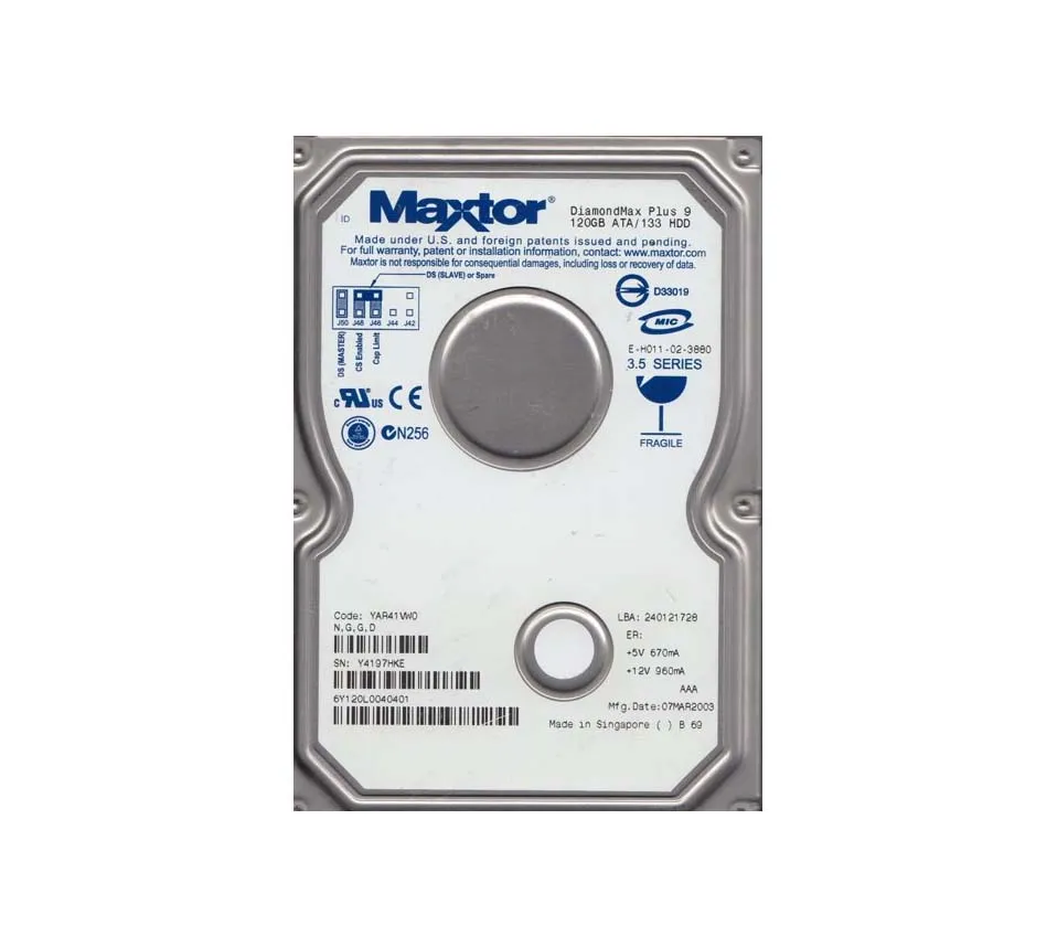 6Y120L0040401 - Maxtor DiamondMax Plus 9 120GB 7200RPM ATA-133 2MB Ca…