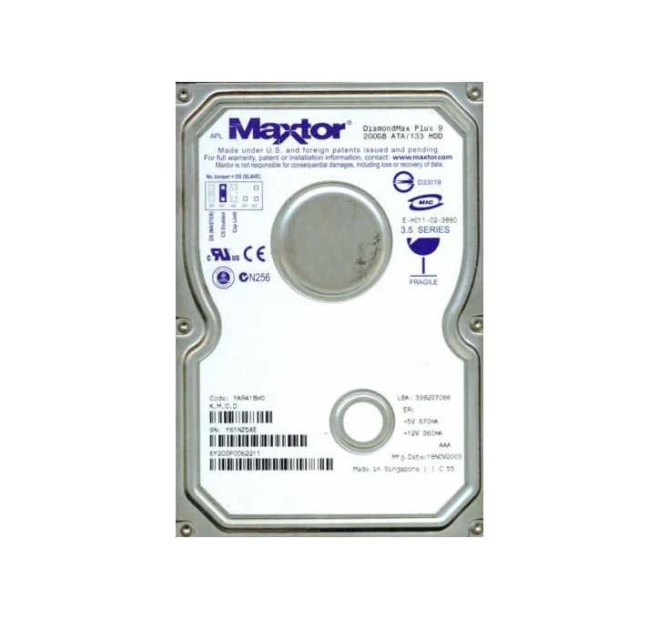 6Y200P0062211 - Maxtor DiamondMax Plus 9 200GB 7200RPM ATA-133 8MB Ca…