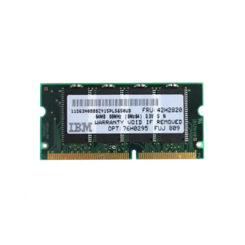 76H0295 - IBM 64MB 66MHz PC66 non-ECC Unbuffered CL2 144-Pin SoDimm M…