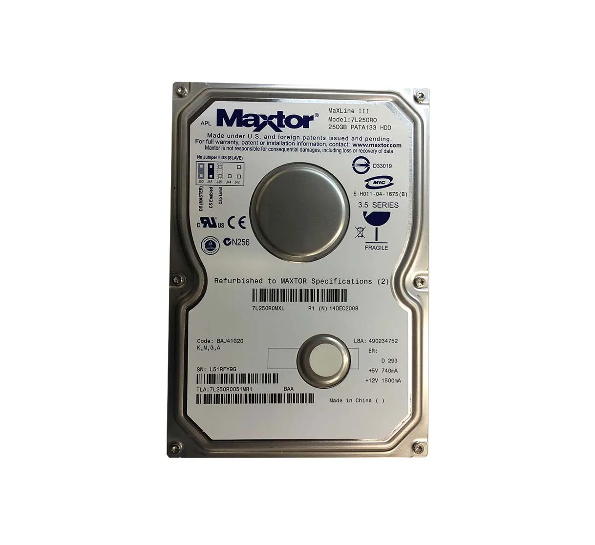 7L250R0 - Maxtor Maxline-III 250GB 7200RPM Ata-133 Buffer 16MB 3.5-in…