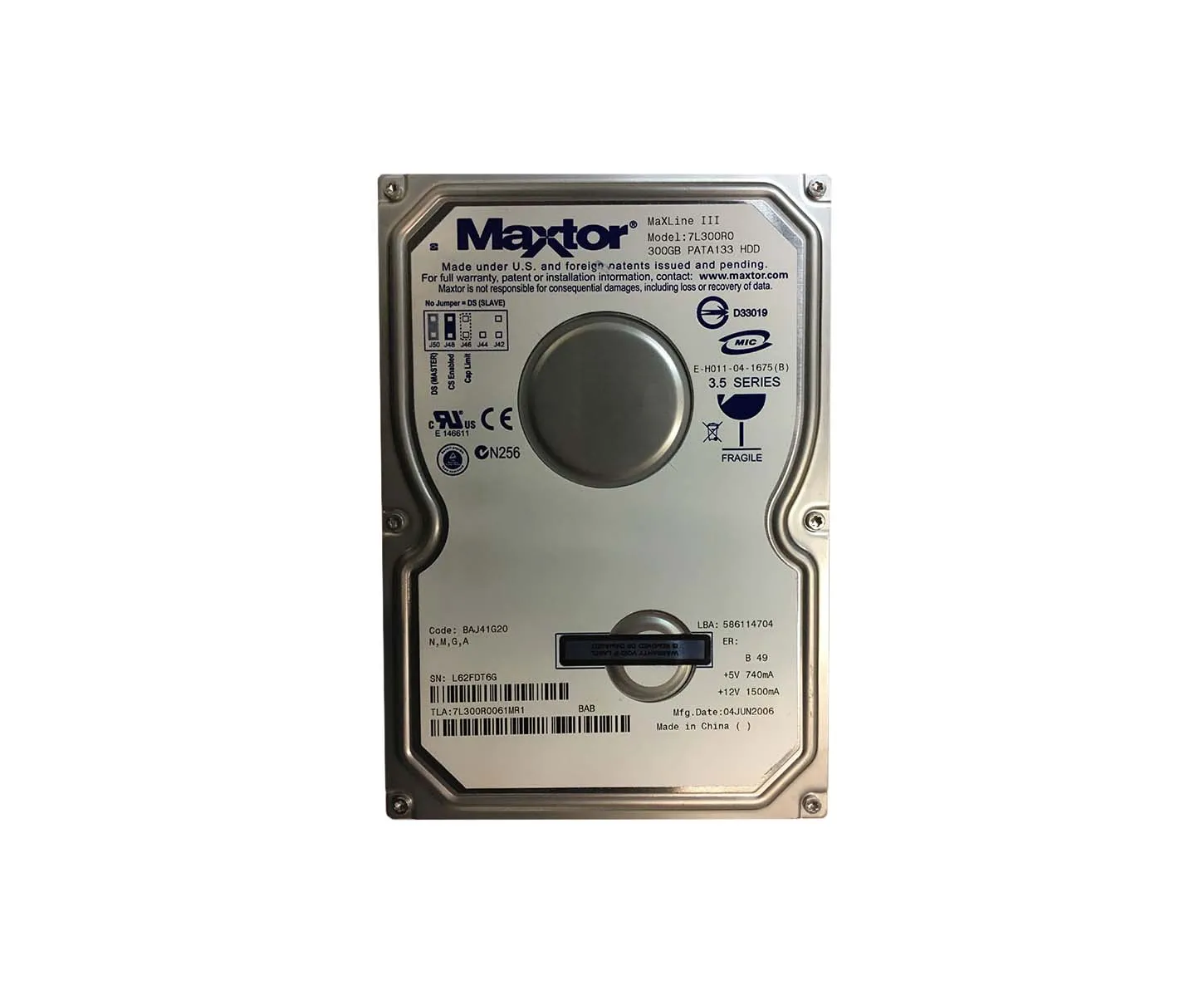 7L300R0061MR1 - Maxtor MaXLine III 300GB 7200RPM ATA-133 16MB Cache 3…