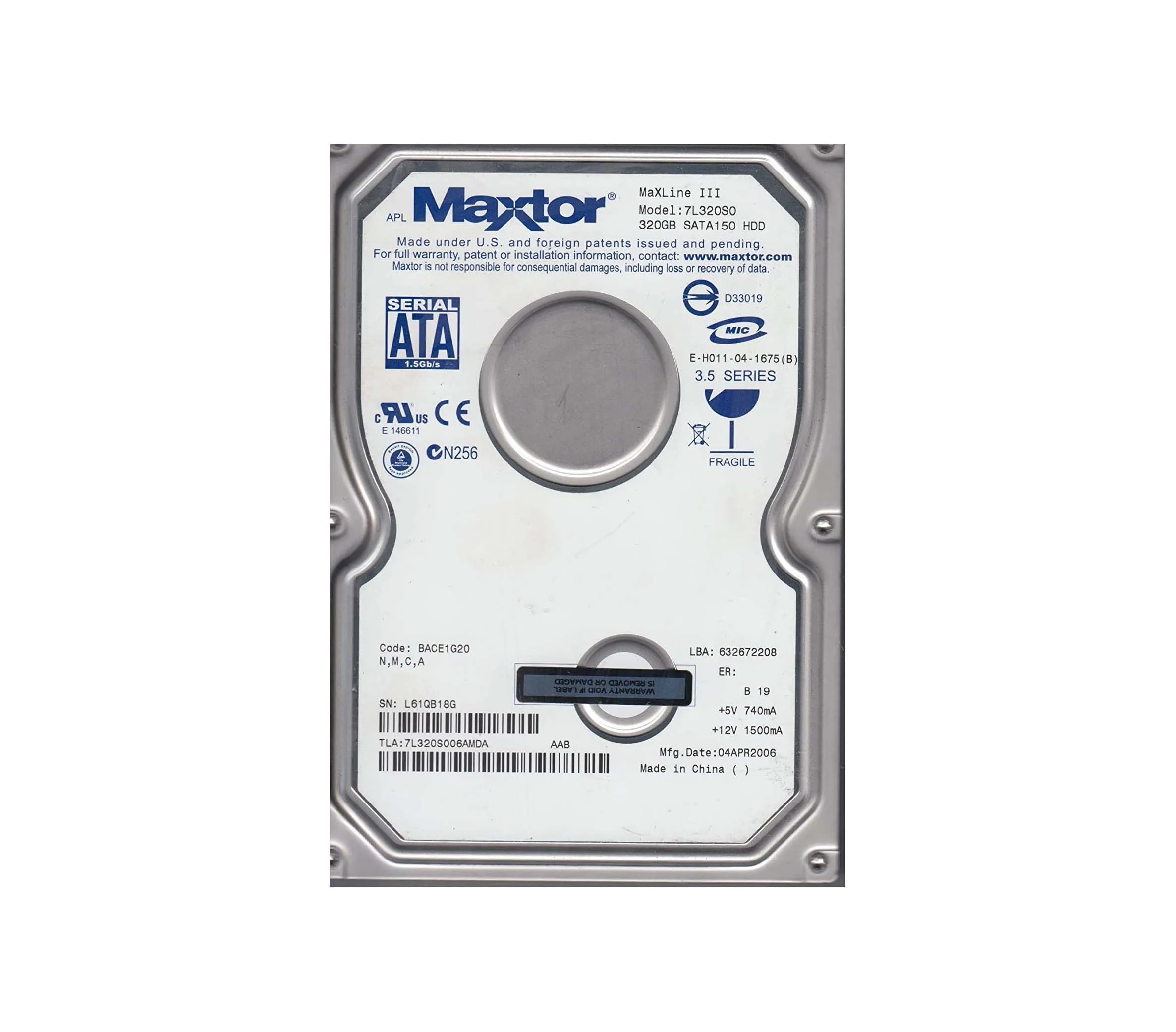 7L320S0-06AMDA - Maxtor MaXLine III 320GB 7200RPM SATA 1.5Gb/s 16MB C…