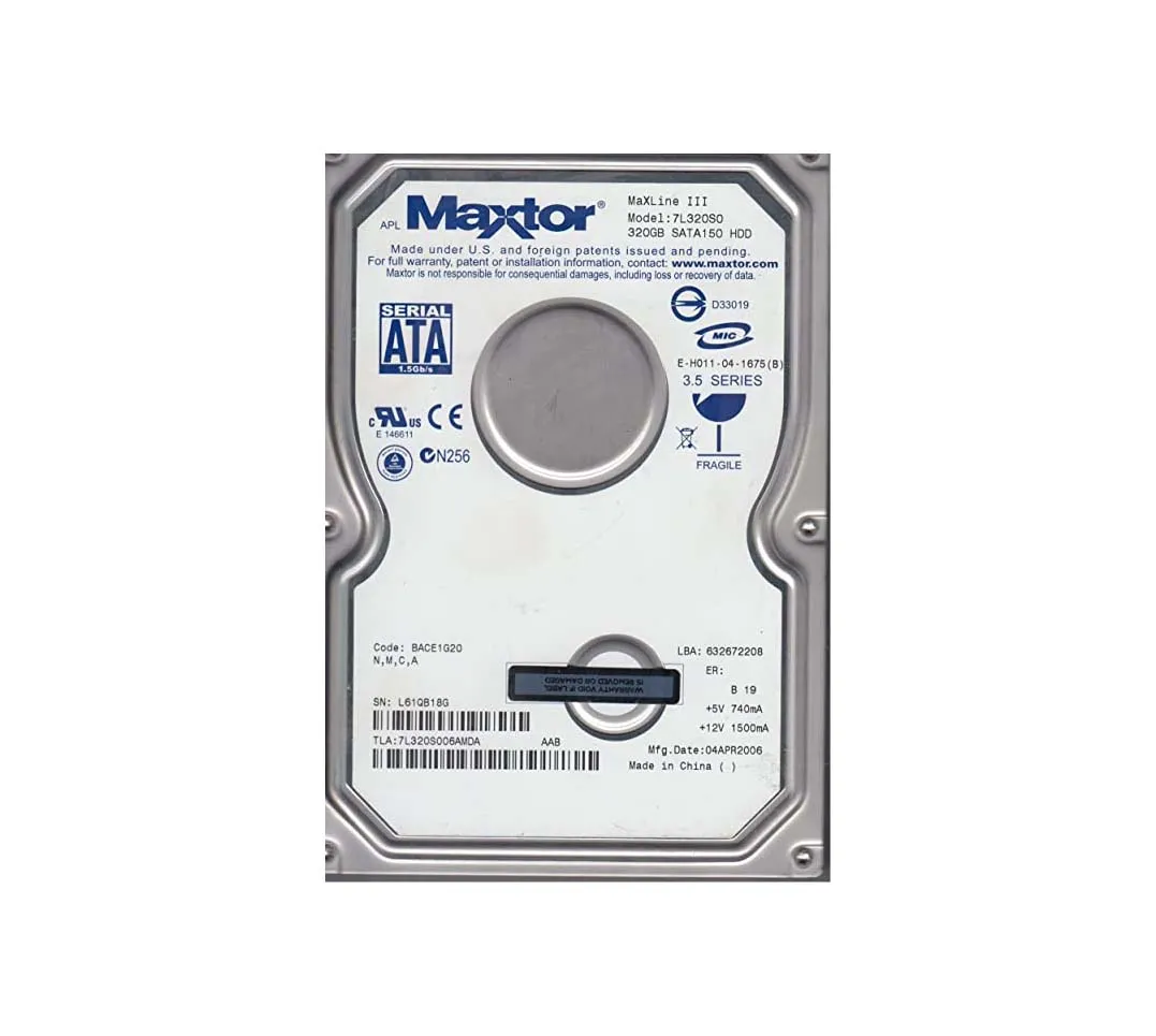 7L320S006AMDA Maxtor MaXLine III 320GB 7200RPM SATA 1.5GB/s 16MB Cach…