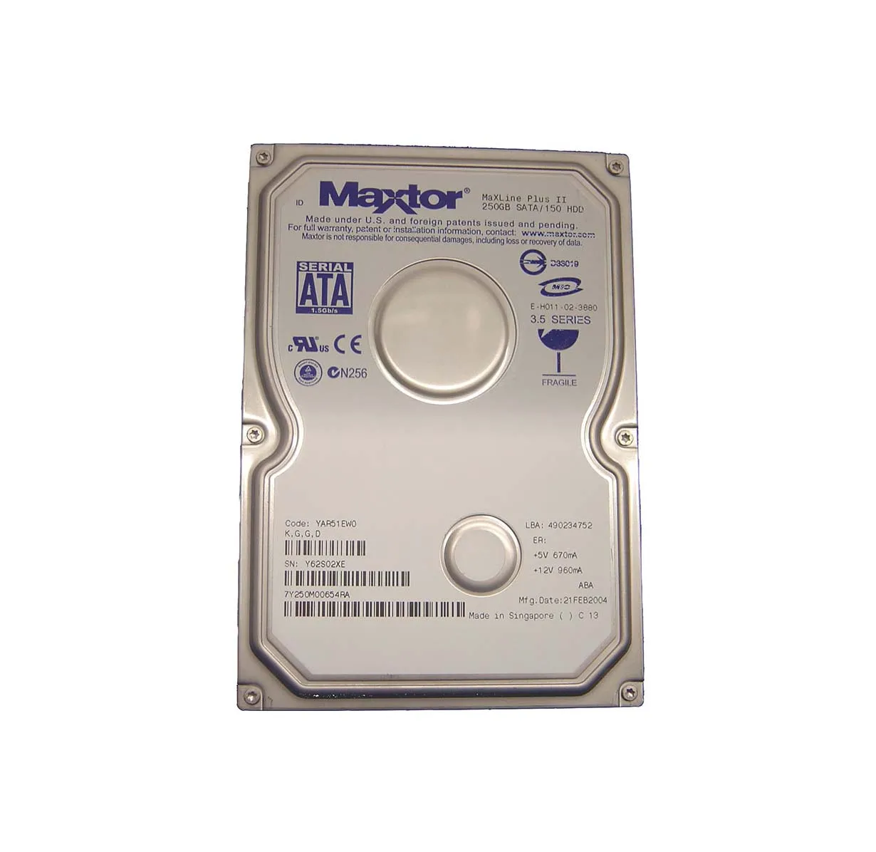 7Y250M00654RA - Maxtor MaXLine Plus II 250GB 7200RPM SATA 1.5Gb/s 8MB…