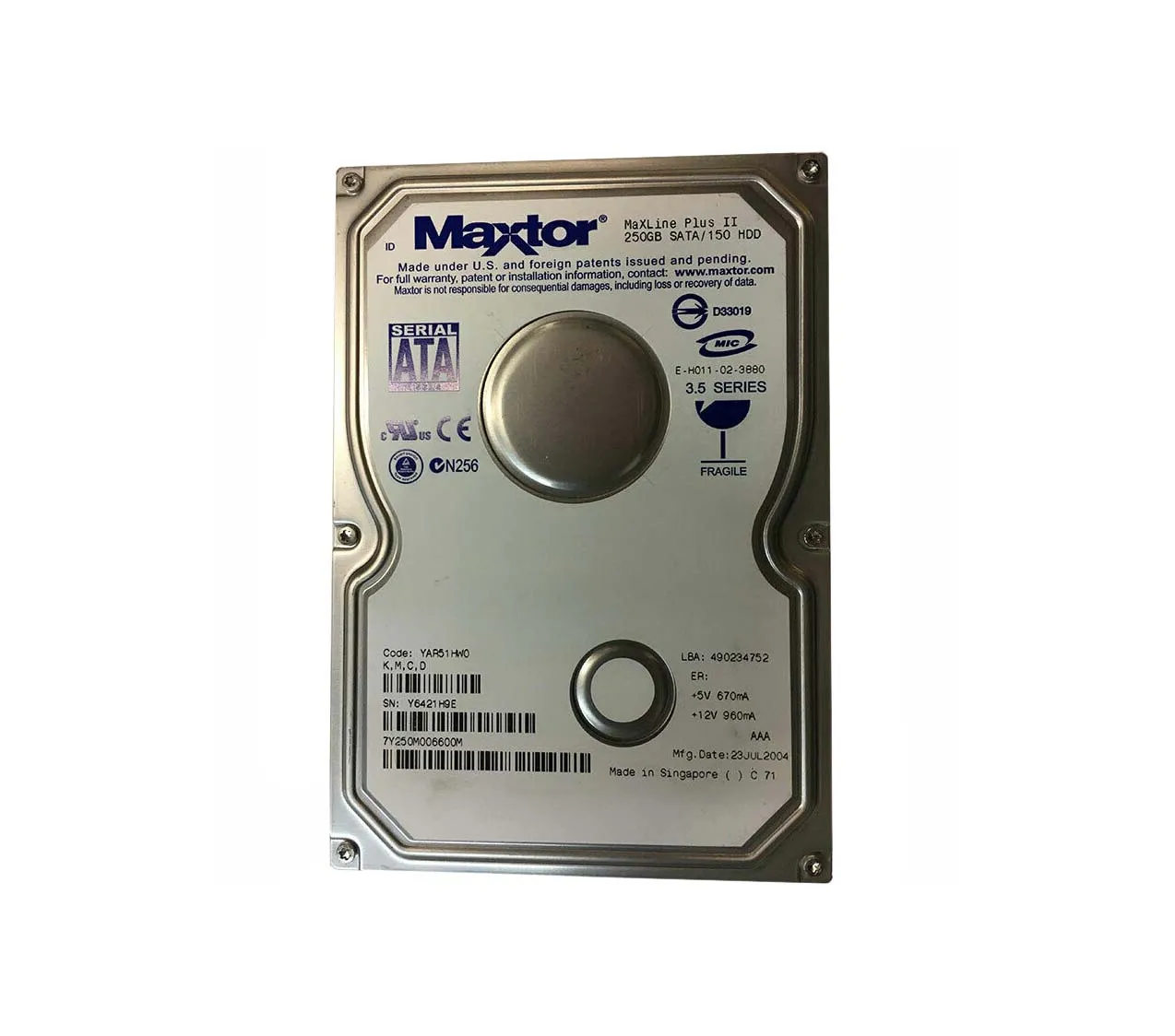7Y250M006600M - Maxtor MaXLine Plus II 250GB 7200RPM SATA 1.5Gb/s 8MB…