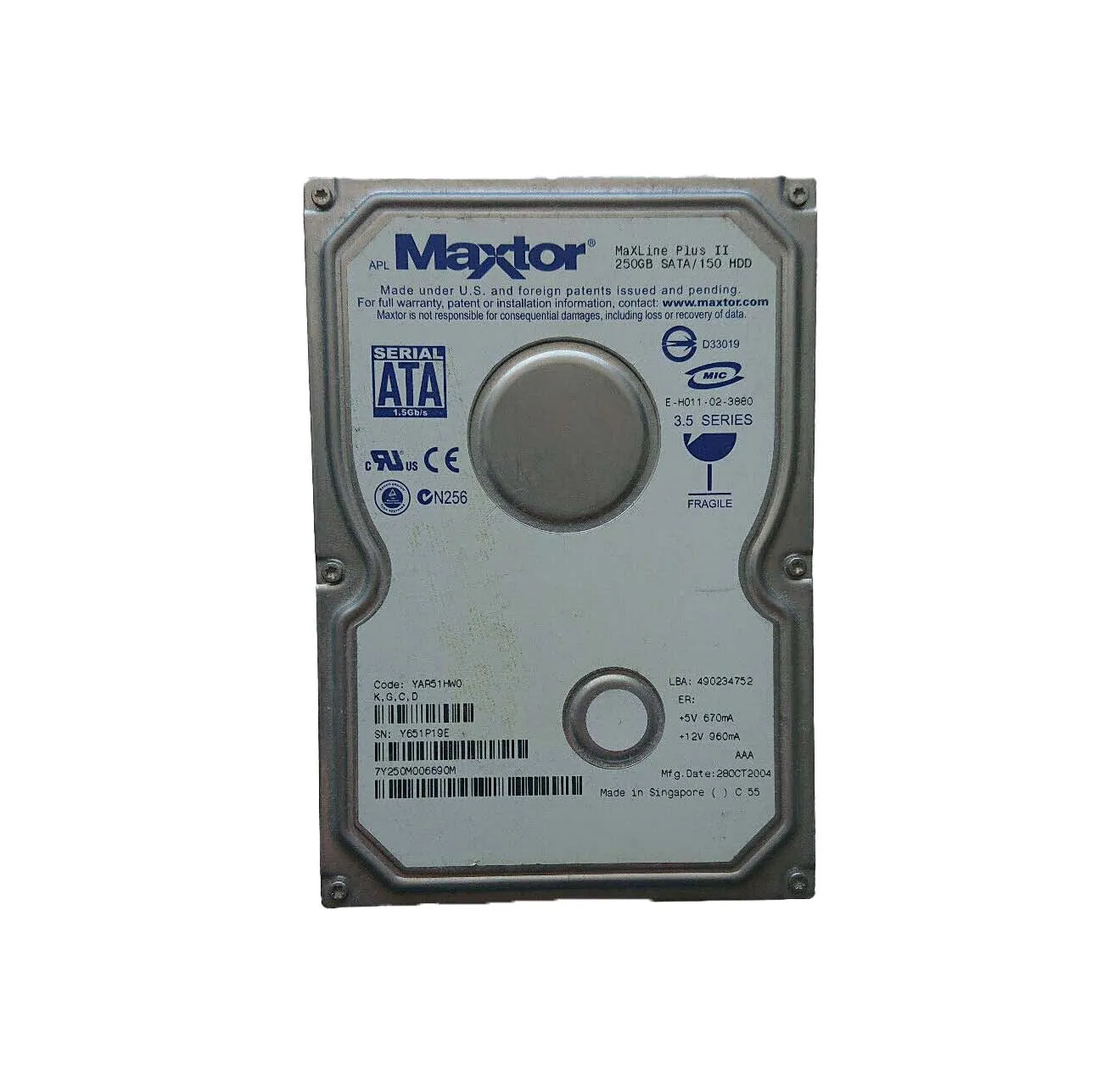7Y250M006690M - Maxtor MaXLine Plus II 250GB 7200RPM SATA 1.5Gb/s 8MB…