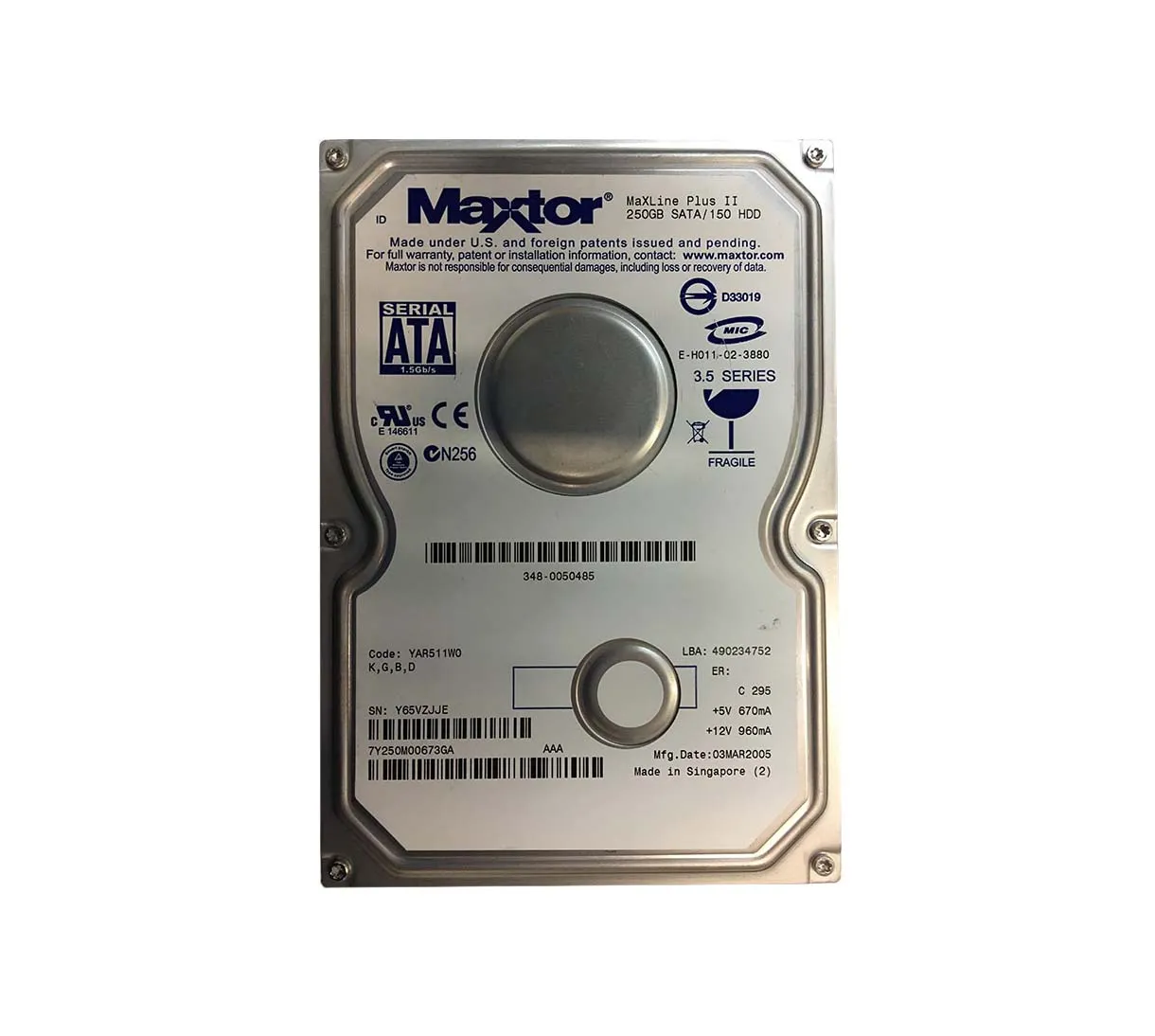 7Y250M00673GA - Maxtor MaXLine Plus II 250GB 7200RPM SATA 1.5Gb/s 8MB…