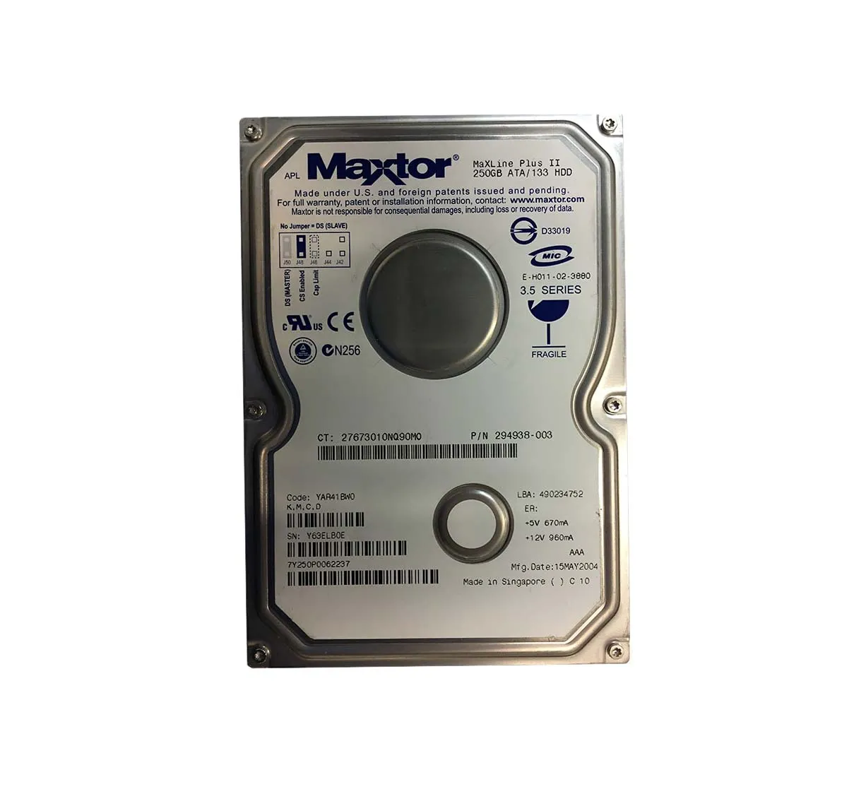 7Y250P0062237 - Maxtor MaXLine Plus II 250GB 7200RPM ATA-133 8MB Cach…