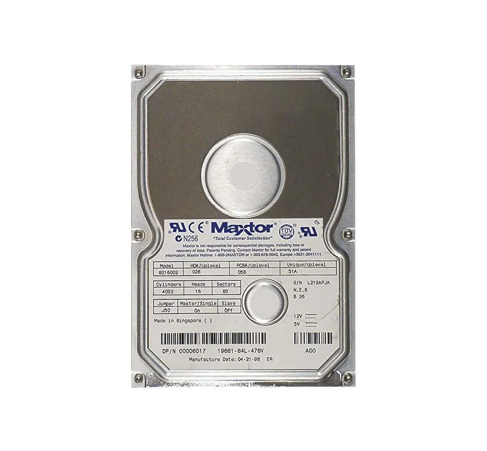 82160D2 - Maxtor DiamondMax 2160 2.1GB 5200RPM IDE / ATA-33 256KB Cac…