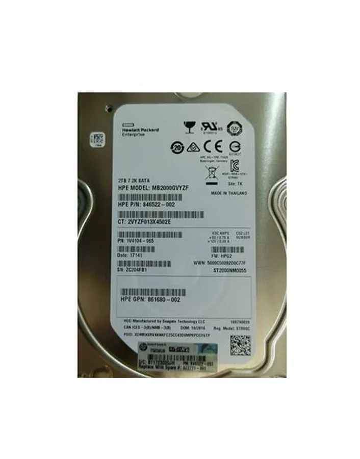 846522-002 - HP 2TB 7200RPM SATA 3Gb/s 3.5-Inch Midline Hard Drive