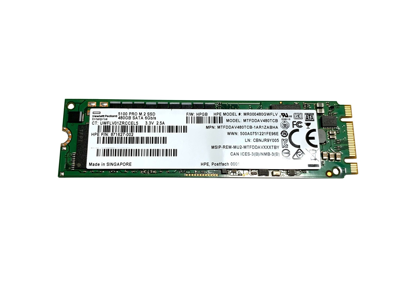 875490-B21 - HP 480GB SATA 6Gb/s Mixed Use M.2 2280 Solid State Drive