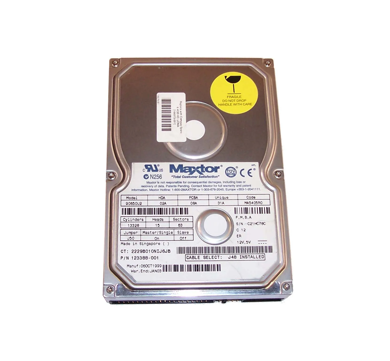 90650U2 - Maxtor DiamondMax 6800 6.5GB 5400RPM ATA-66 2MB Cache 3.5-i…