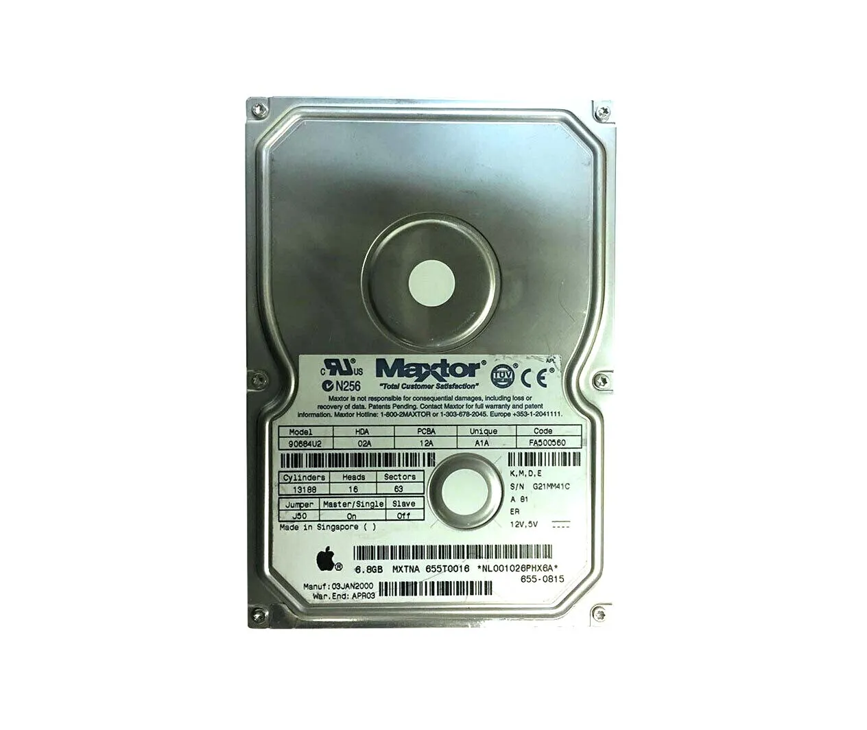 90684U2 - Maxtor DiamondMax 40 6.8GB 5400RPM ATA-66 2MB Cache 3.5-inc…