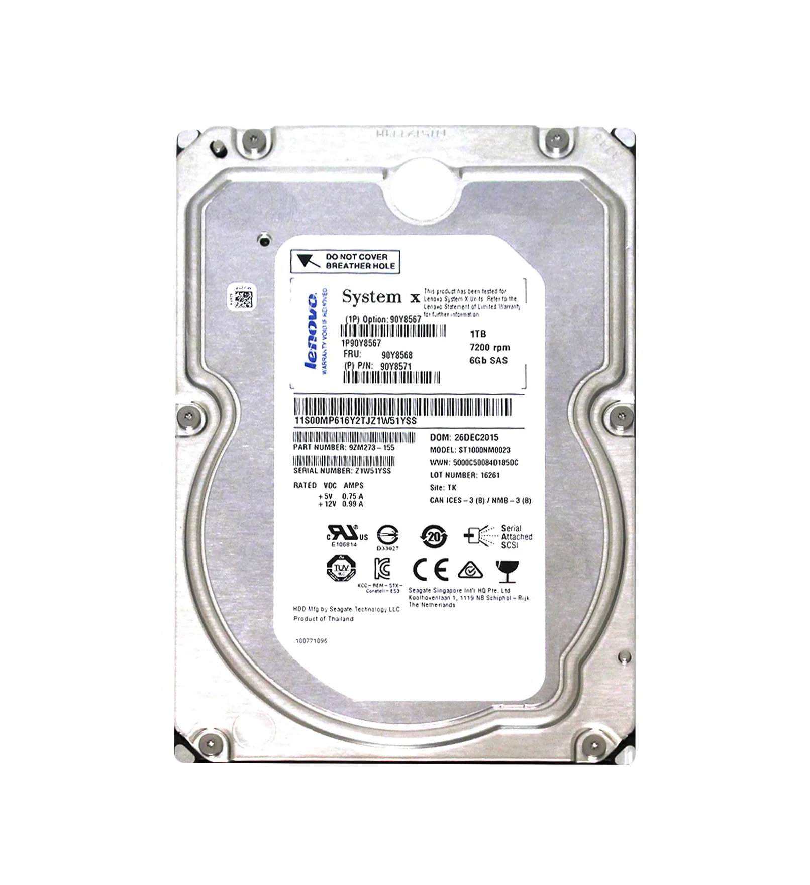 90Y8568 - IBM 1TB 7200RPM SAS 6Gb/s 3.5-in Hard Drive
