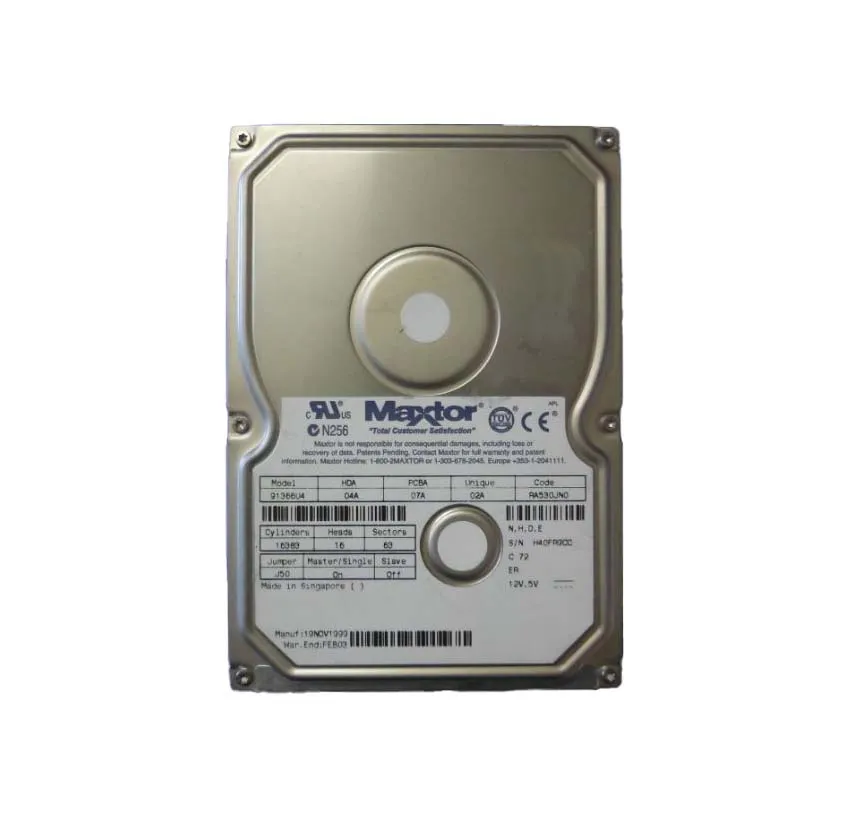 91366U4 - Maxtor DiamondMax Plus 6800 13.6GB 7200RPM ATA-66 2MB Cache…