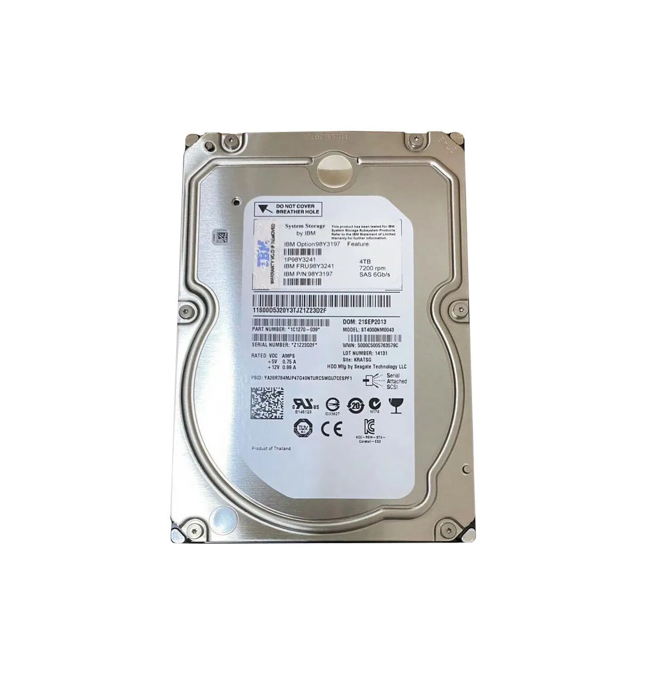98Y3197 - IBM 4TB 7200RPM SAS 6Gb/s 3.5-Inch Hard Drive 