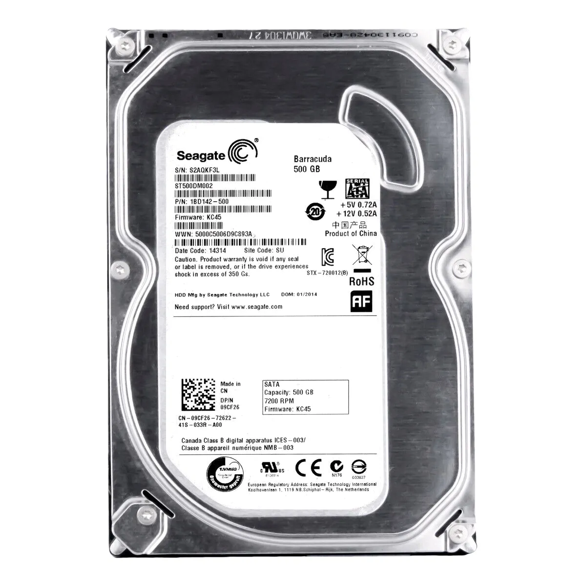 9CF26 - Dell 500GB 7200RPM SATA 6Gb/s 16MB Cache 3.5-Inch Hard Drive