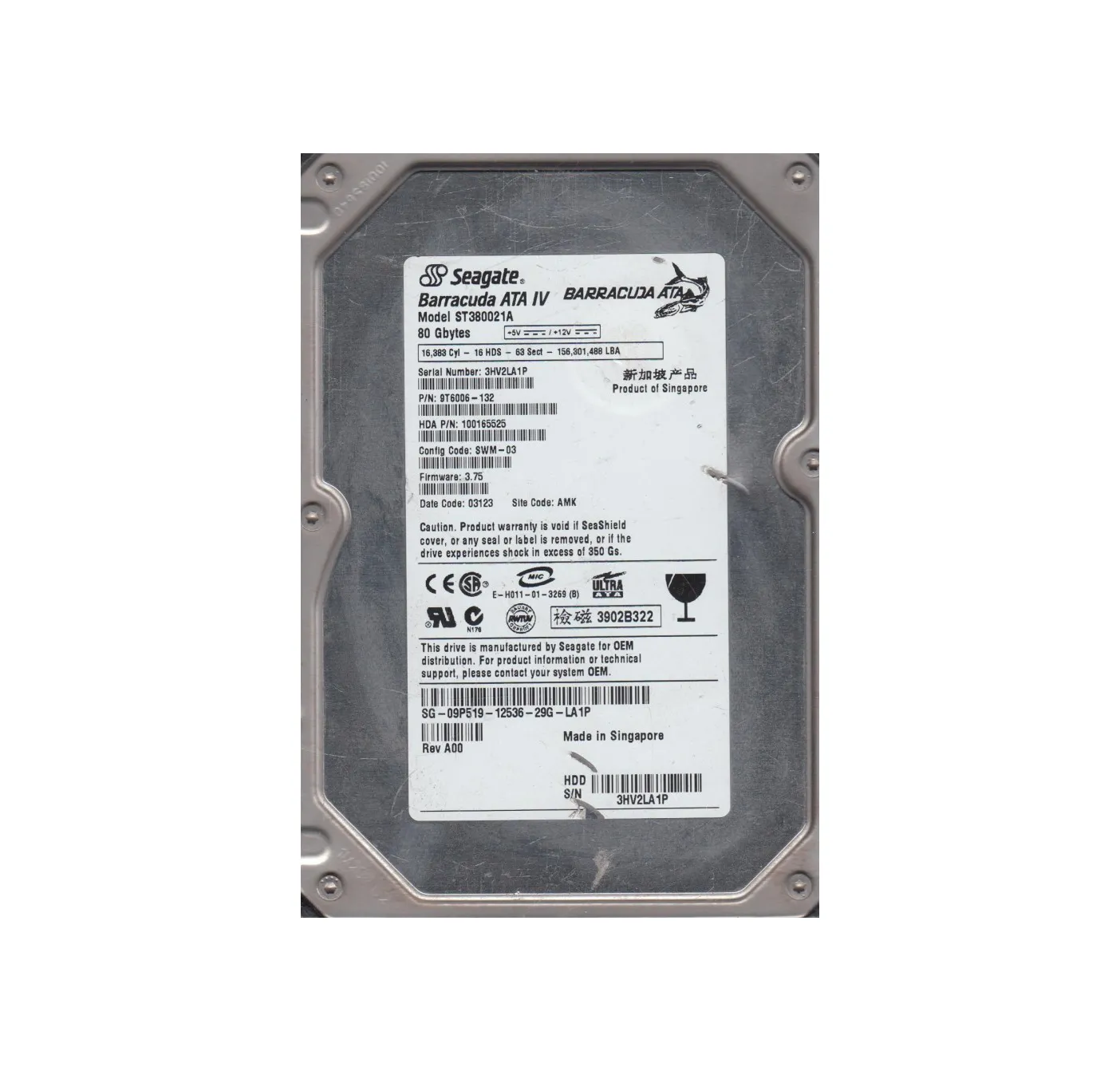 Seagate Barracuda 80GB HDD 動作確認済み ⑰ Seagate Barracuda 7200.9 ST380811AS 80GB SATA Hard Drive