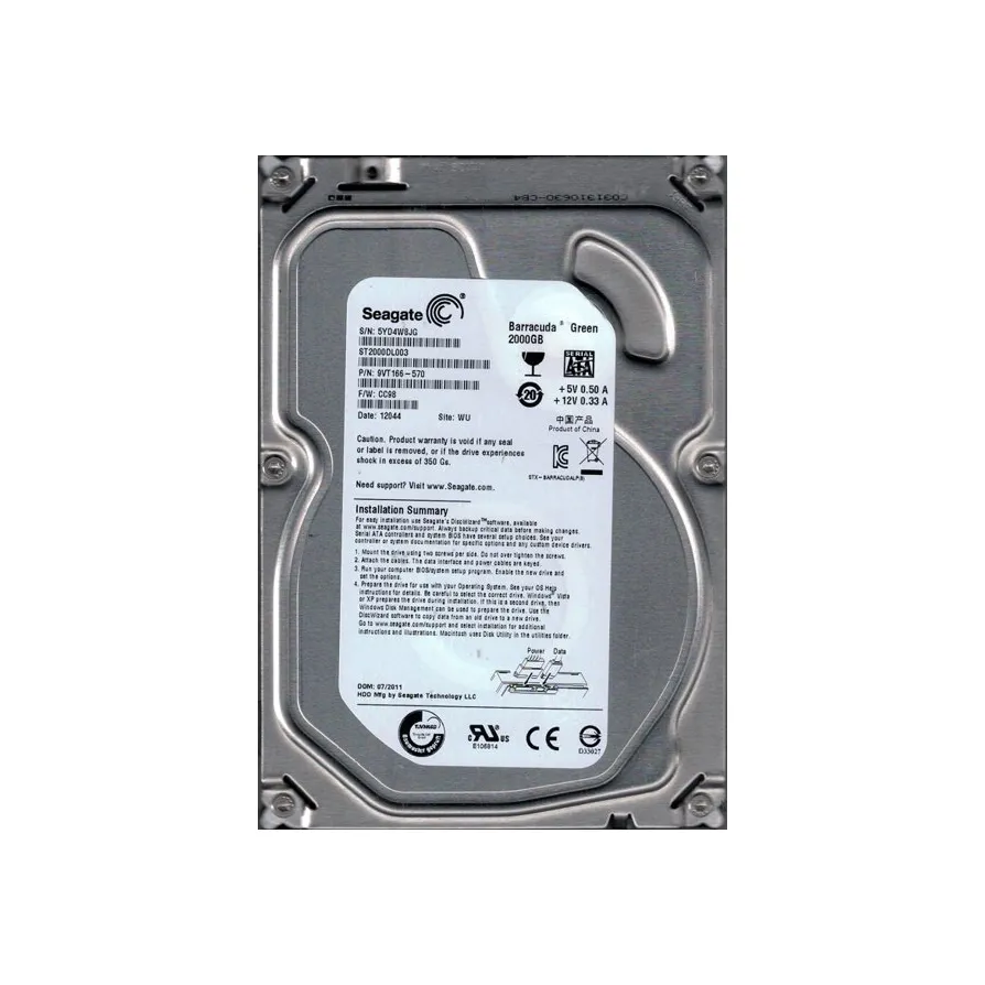 Seagate Barracuda cheapest Green 2000GB Internal Hard Drive