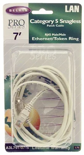A3L791-07 - Belkin 7ft Cat5e Network Patch Cable (Gray)