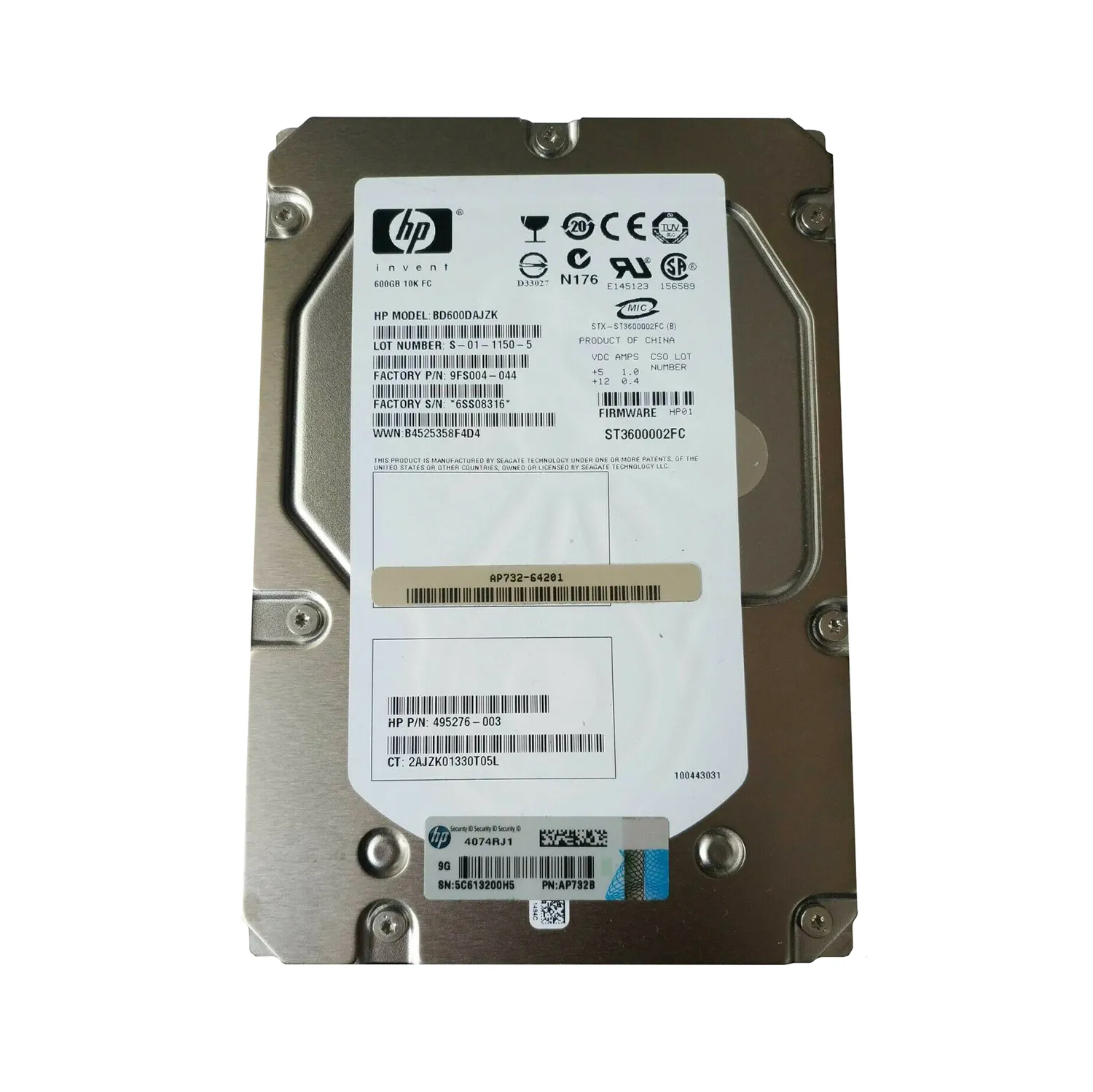 AP732-64201 - HP 600GB 10000RPM Fibre Channel 4GB/s Hot-Pluggable Dua…
