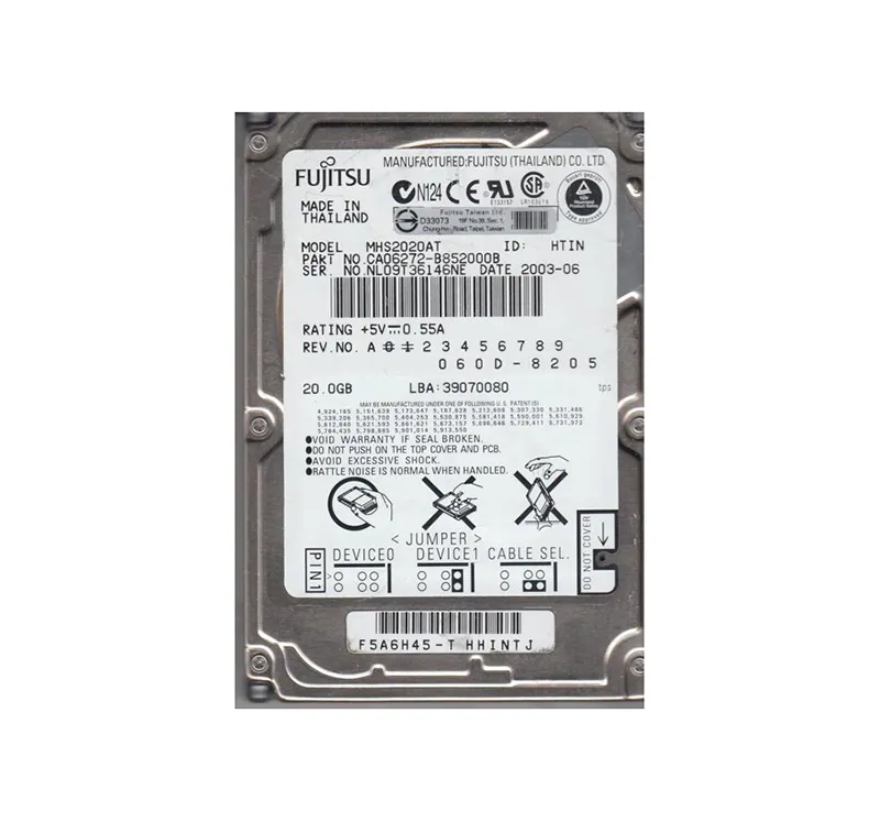 CA06272-B852000B - Fujitsu Mobile 20GB 4200RPM ATA-100 2MB Cache 2.5-…