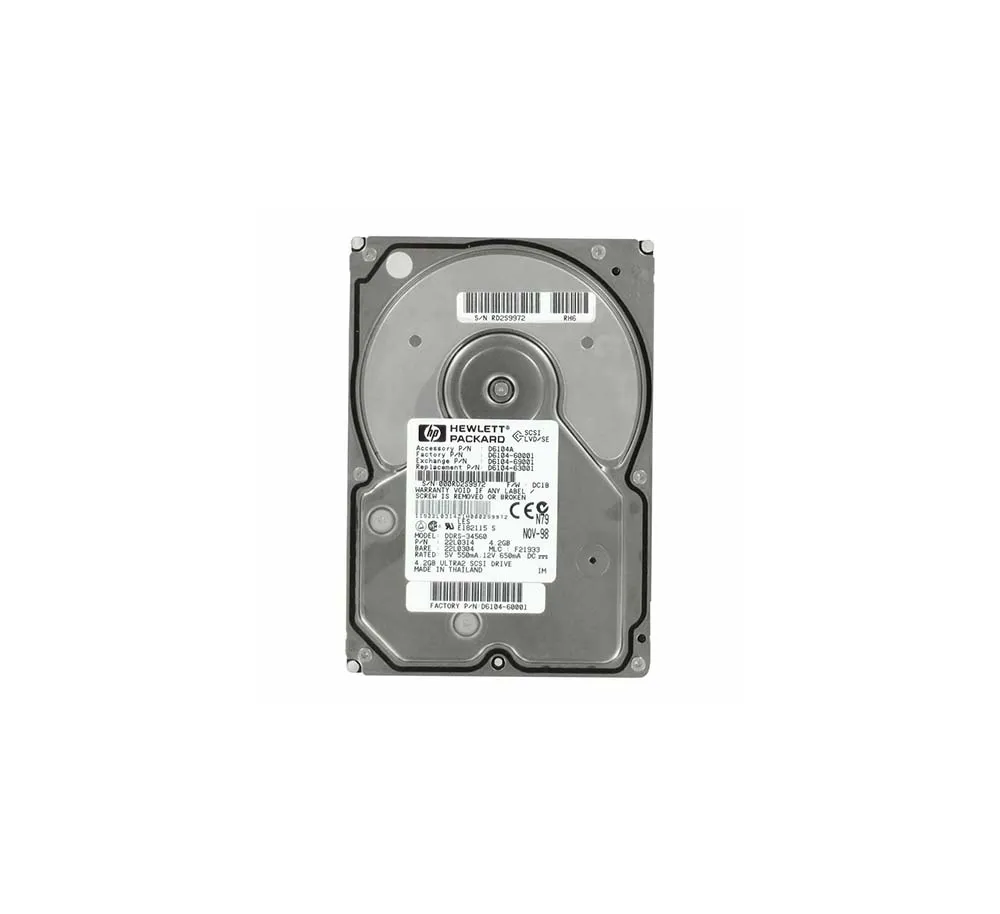 D6104A - HP 4.3GB 7200RPM Ultra-2 Wide SCSI Hot-Pluggable LVD 80-Pin …