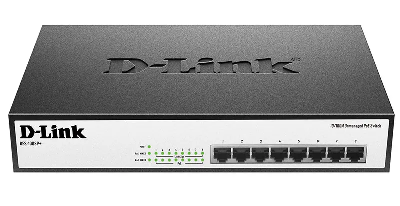 DES-1008P+ - D-Link 8-Port 1.6 Gbps 10/100 (PoE) Unmanaged Fast Ether…