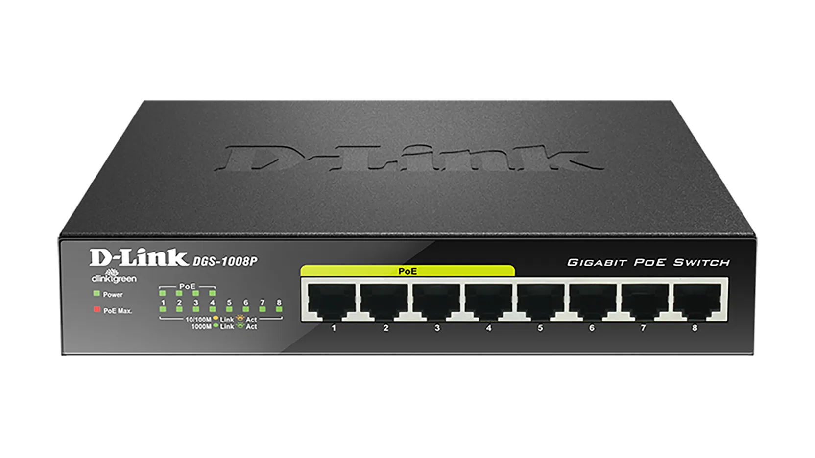 DGS-1008P - D-Link 8-Port 10/100/1000 (PoE) Unmanaged Gigabit Etherne…