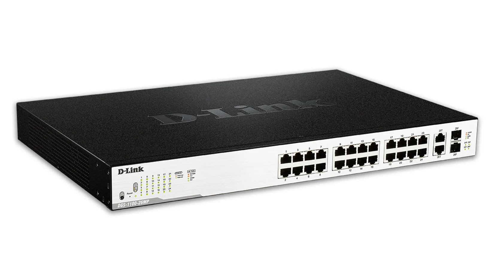 DGS-1100-26MP - D-Link 24-Port 10/100/1000 (PoE+) Unmanaged Gigabit E…