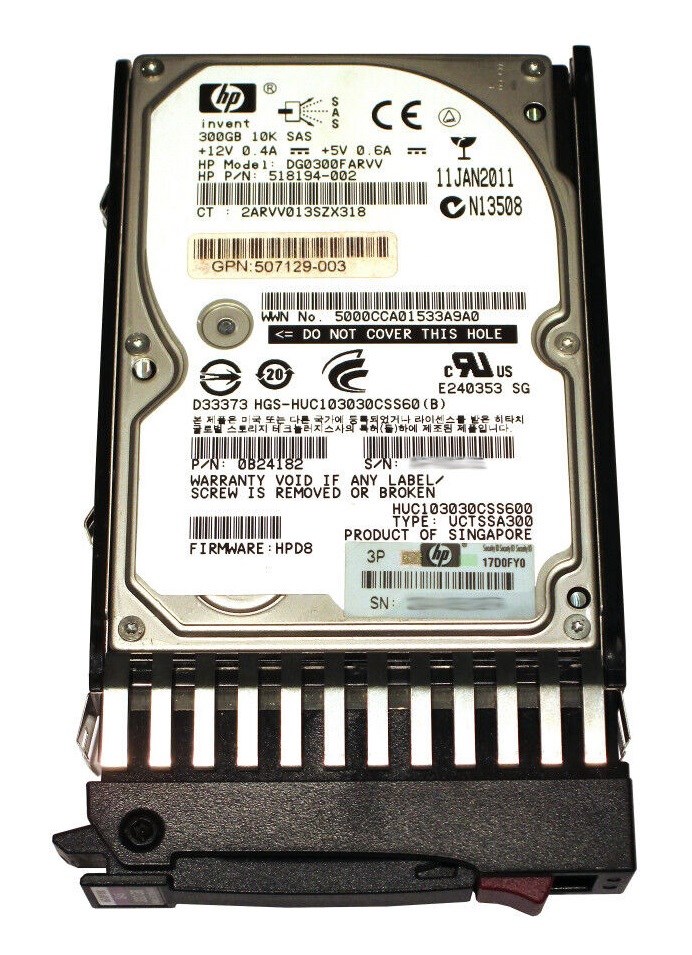 652566-001 - HP 300GB 10K SAS 6Gb/s Hot Swap 2.5-in HDD with SC