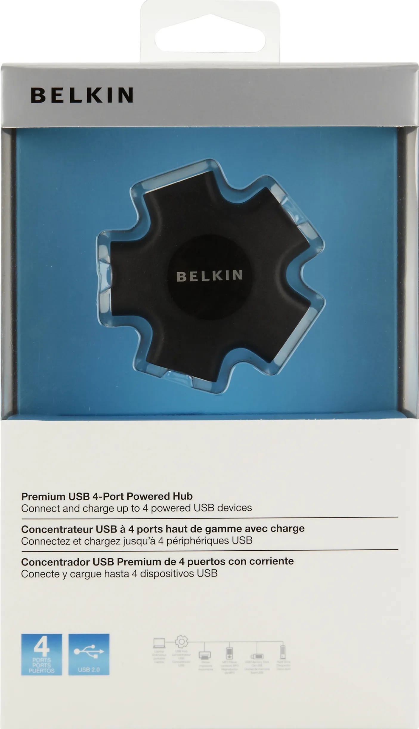 F4U027TT - Belkin 4-port USB Hub - 4 x USB 2.0 USB - External