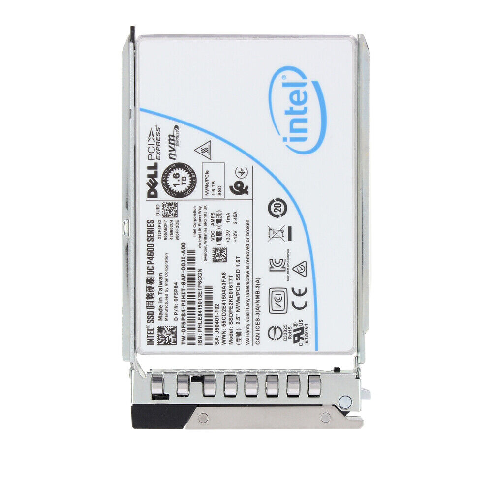 F5P84 - Dell 1.6TB PCI-E NVMe 3.1 X4 3D Nand TLC 2.5-inch Solid State…