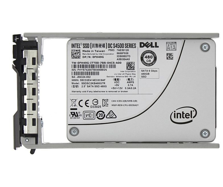 FH49G - Dell 480GB TLC SATA 6Gb/s Read Intensive Hot-Swappable 2.5-in…