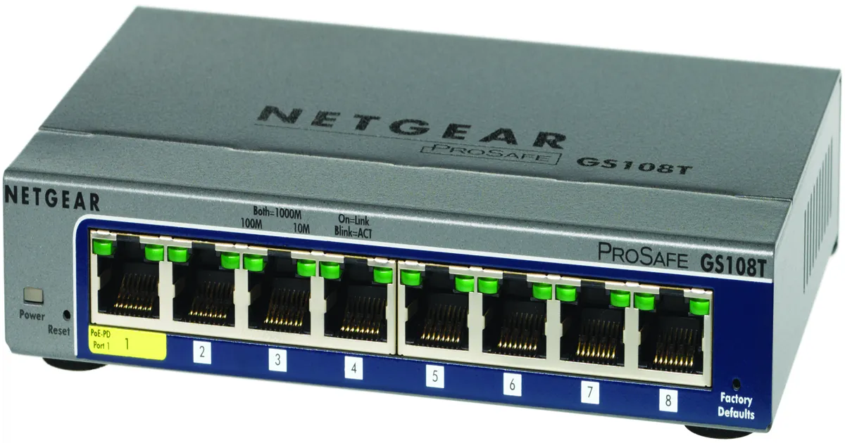 GS108T-200NAS - Netgear 8-Port 10/100/1000 (PoE) Managed Fast Etherne…