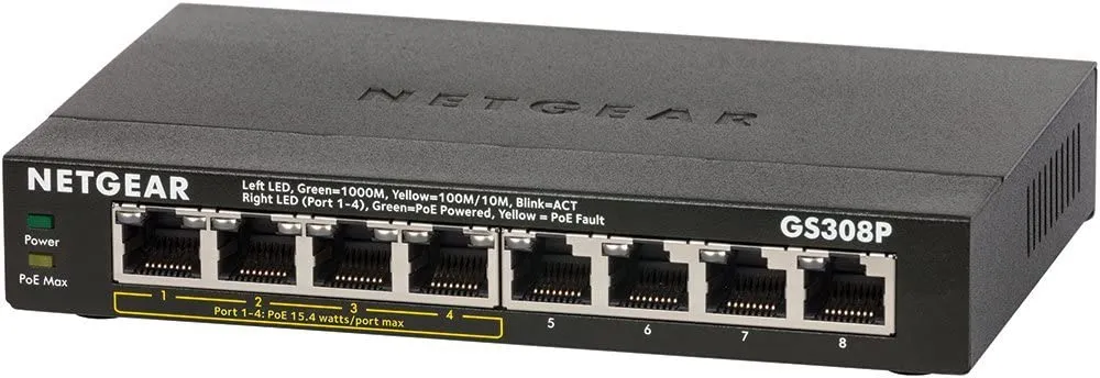 GS308P-100PES - NetGear 8-Ports Gigabit Ethernet Switch with 4x PoE P…