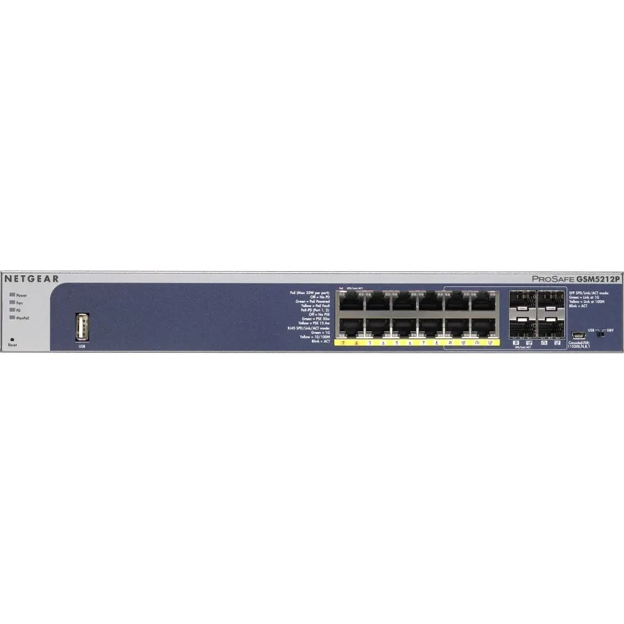 GSM5212P-100NES - Netgear 12-Port 10/100/1000 (PoE) Layer-2 Managed S…